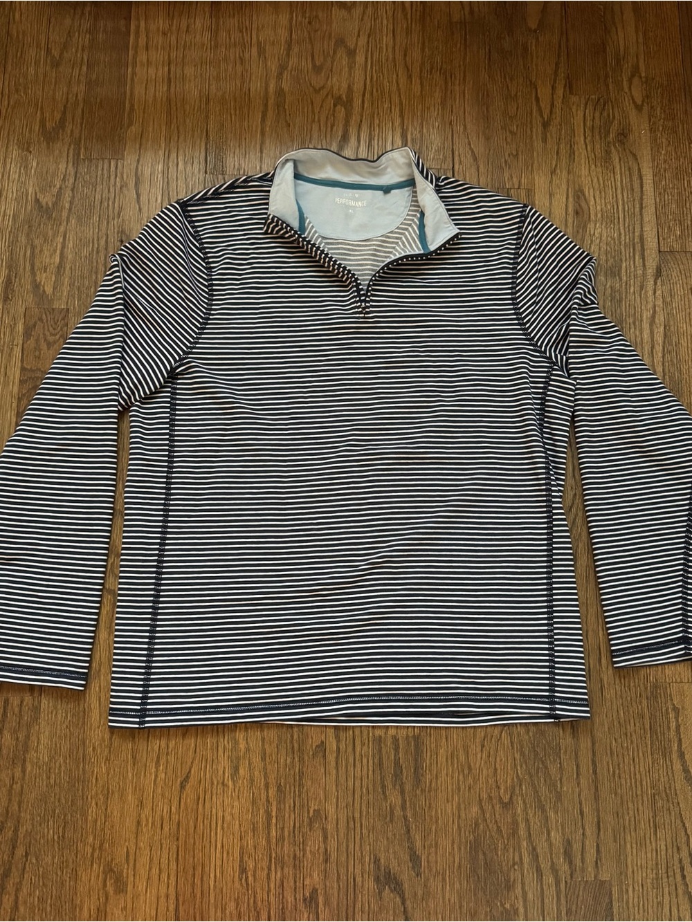 J Crew Striped Quarter-Zip Long Sleeve Top - Navy & White